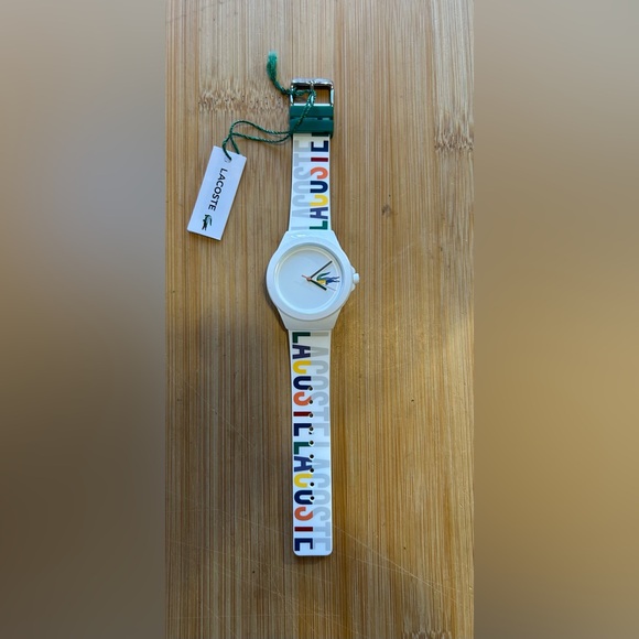 Lacoste Watch With 38mm White Face & White Silicone Band